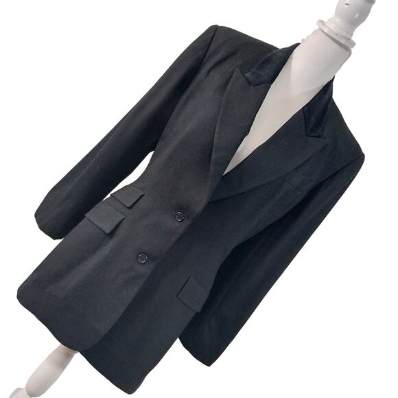 EVAN PICONE! STUNNING BLACK VELVET COLLAR, TAILORED & TAPERED JACKET! SZ 12 - Picture 13 of 13